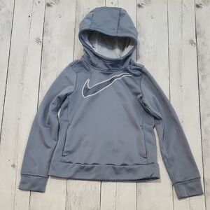 Nike Dri-fit Gray/Blue Sizd Small Girl/Boy Hooded Sweatshirt